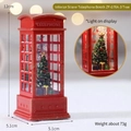 Rote Weihnachts-Telefonzelle Lampe mit Mini-Baum und Schnee, 12cm hohe Tischdekoration - Innen Telefonzelle Weihnachtsbaum (ZF-076A-3)