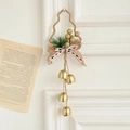 Albero di Natale in corda di iuta con campanelli dorati e fiocco in lino rosso - Oro 4 Campane / Pezzo / Oro
