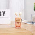 Pink glass car perfume bottle with wooden lid and air vent clip for aromatherapy - Red / With Engraving