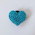 Turquoise rhinestone heart car aroma clip with sparkling crystals and black base - Lake Blue