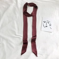 Solid deep red silk ribbon scarf for handbags or hair styling on white textured fabric - 200cm / Burgundy