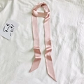 Elegant solid pink silk skinny scarf for handbag handle or hair styling decoration - 200cm / Pink