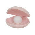 Detailed view of pink shell night light with a glowing white pearl interior feature - 0.2W / Pink