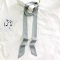 Solid gray skinny silk scarf for handbags and hair styling on a white background - 200cm / Light Gray