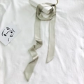 Elegant sage grey narrow satin scarf for handbag handle and hair styling decoration - 200cm / Champagne Silver