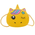 Cute bright yellow unicorn crossbody bag for girls with colorful mane and gold strap - Yellow