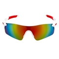 Outdoor sport zonnebril met wit half-randloos montuur en regenboog gespiegelde glazen - Wit Frame Paars Spiegelende Lens C6