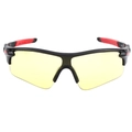 Sport sunglasses with black semi-rimless frame, red ear pads and yellow night vision lenses - Bright Black Frame Red Leg Yellow Lens C8