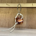 Y2K style woven rope mini bag charm with brown leather bag and hamburger acrylic pendant - Square Brown Woven Mini Bag