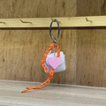 Y2K mini white bag pendant with orange woven rope and pink heart charm accessory - Square White Woven Mini Bag