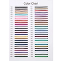Braided steel bracelet color chart showing 52 shades from number 105 to 156 - Custom Color