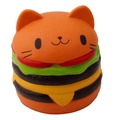 Squishy slow rising burger cat toy made of soft PU foam in orange and brown colors - Yellow Burger Cat
