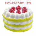 Squishy strawberry sponge cake toy with yellow base and white cream, size 12x12x7.5cm - Yellow Cake