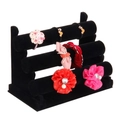 Three-tier black velvet jewelry display stand for bracelets, watches and hair ties - 32*17.5*23.5CM / Black
