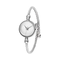 Detail der silbernen Armreif-Uhr mit weißem Zifferblatt und gedrehtem Kabelarmband-Design - Silber Armreif-Weißes Zifferblatt-Ohne Skala