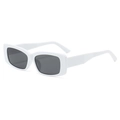Retro Rechteck-Sonnenbrille mit weißem Rahmen und grauen Gläsern im Minimal-Stil - Weißer Rahmen Graue Gläser
