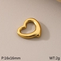 Polished 16x16mm heart-shaped stainless steel pendant in gold finish for DIY jewelry - Simple Heart (KLJ124-Z)