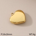 Ciondolo a cuore in acciaio inossidabile dorato lucido per gioielli DIY, 16x16mm - Stile Cuore Liscio(KLJ2570-Z)
