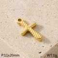Goldener Kreuzanhänger aus Titanstahl 11x20mm mit strukturierten Diagonalstreifen - Gedrehte Textur Stil (KLJ491-Z)