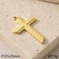 Goldener Punk-Kreuzanhänger aus Titanstahl mit Gittertextur und 37x25mm Abmessungen - Gittertextur Kreuz (KLJ8408-Z)