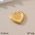 23mm Goldener Herz-Anhänger aus Edelstahl mit dekorativem Perlenrand für DIY-Schmuck - Perlenrand Goldherz (KLJ4916-Z)