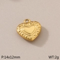 Goldener Herzanhänger aus Edelstahl 14x12mm mit Punktrelief und glatter Herzmitte - Geprägtes Punktiertes Goldherz (KLJ4959-Z)