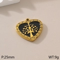 Goldener Herzanhänger mit schwarzem Lebensbaum-Emaille, 25mm Größe und 9g Gewicht - Lebensbaum Schwarzes Öl Herz (KLJ4965-Z)
