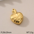 Goldener Herzanhänger mit Prägemuster aus Edelstahl, Größe 28x19mm, 13g Gewicht - 3D Geprägtes Punktiertes Goldherz (KLJ5873-Z)