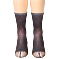 Unisex 3D animal paw socks featuring a realistic brown pig hoof print pattern on cotton - Donkey Hooves