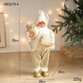 Elegant 35cm Santa Claus figurine in gold and cream with jacquard fabric and gift bag - Gold Style B