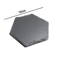 Detail of 10cm hexagonal natural slate coaster with dark grey stone texture - Hexagon Style
