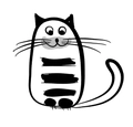 Piattino per salse in ceramica giapponese con gatto disegnato a mano e strisce - Gatto Felice