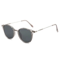 Klassische runde Sonnenbrille in transparentem Grau mit schlanken silbernen Metallbügeln - Transparenter Grauer Rahmen Graue Gläser
