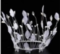 Elegant silver tiara with pearls and white leaves for cake decoration and birthdays - White Leaf Pearl Round