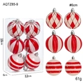 Set of 6 red and pink Christmas ball ornaments with star and stripe patterns in 6cm size - 6CM Christmas Ball Style B (6 Pack)