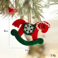 Addobbo per albero di Natale a forma di cavallo a dondolo in feltro rosso artigianale - Cavallo a dondolo di feltro