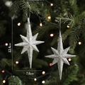 Stella di Natale argento glitterata appesa all'albero, misura 12,4 cm x 7,6 cm - 2 Pezzi/Set / Argento
