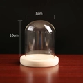 Transparent dome glass display cloche with wooden base for crafts, 8cm x 10cm size - 8x10cm Raw Wood Flat Base