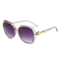 Women's oversized sunglasses with light gray frame, purple gradient lenses and gold trim - Grey Frame Smoke Gray Lens