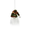 Detail of Style A Christmas Gnome ornament with red green yellow knit hat and white beard - Style A