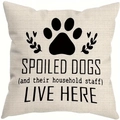 Close-up of linen pillowcase texture featuring Spoiled Dogs print and paw design - Style D (SPOILED DOGS)