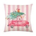 Weihnachtsbaum Polsterbezug mit Aquarell-Auto-Druck für die Dekoration von Sofakissen - 45*45cm (Ohne Kissenfüllung) / Rosa Auto mit Baum Stil (JYM502-4)