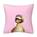 Close-up of cute cartoon duck digital print on pink decorative pillow cover - 10 Duckling