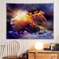Abstract marble nebula tapestry in blue and orange for aesthetic room wall decor - 3 / 150x130cm