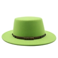 Chapeau fedora en feutre vert vif avec une bande en cuir marron et rivets métalliques - M (56-58cm) / Vert Fluorescent