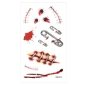 Realistic Halloween temporary tattoo sheet with bloody scar and stitch designs VW-019 - 60*105mm / Surgical Stitches and Bullet Holes Style(WW-19)