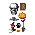 Halloween temporary tattoo sheet with realistic skull, spooky pumpkin, and bat designs - 60*105mm / Halloween Classic Illustration Combo Style(WW-21)