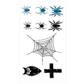 Halloween temporary tattoos with dark spider webs, owls, and crosses in black and blue - 60*105mm / Dark Spider Web and Cross Style(WW-44)