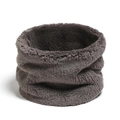 Close-up of grey plush neck warmer showing soft coral fleece texture and thick material - Gray