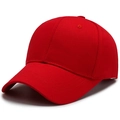Classic red six-panel cotton canvas baseball cap with reinforced stitched brim - Adjustable / Red